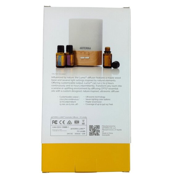 New! doTERRA Lumo Ultrasonic Aroma Diffuser Adjustable Light Maple Wood Base - Picture 3 of 4